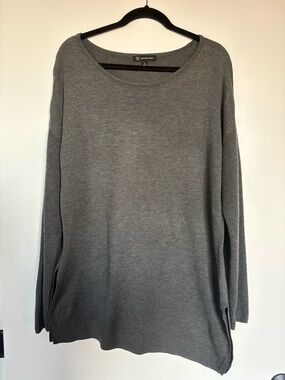 Gray Scoop Neck Knit Sweater